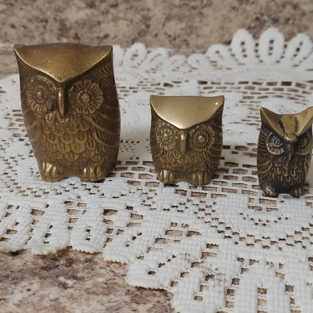 Bronze owl trio